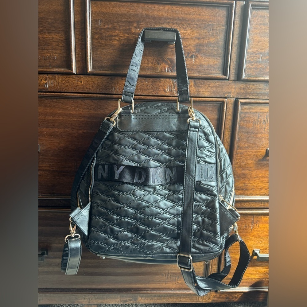 DKNY Allure Backpack Black 14" Quilted - Picture 6 of 14